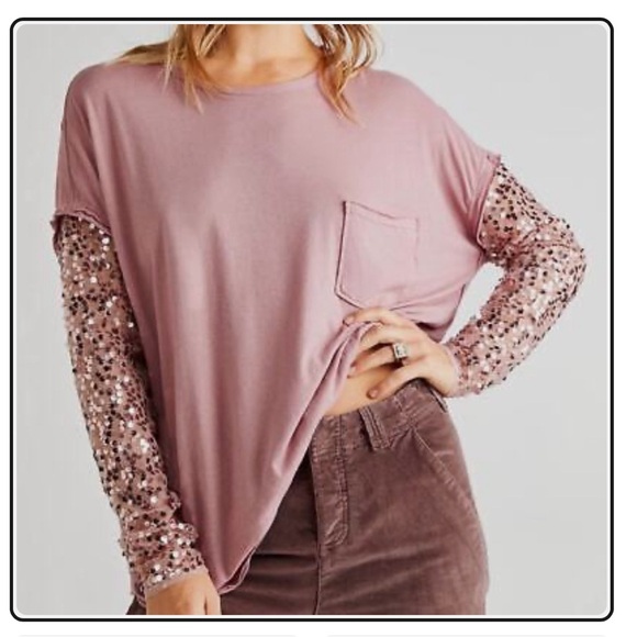 NWT Free People Celine Tee - Lavender - Size L - Picture 2 of 8